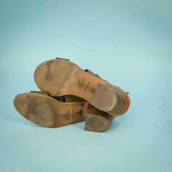 Barbara Barbieri Size 7 Brown Leather Studded Singback Stacked Block  Sandals - Picture 5 of 7